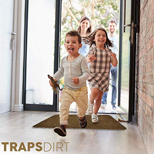 Kaluns Door Mat - Front Door Welcome Rug Indoor Doormat - Super Absorbent Mud Mats - Home Entry Floor Mat, Non Slip PVC Waterproof Backing, Shoe Mat for Entryway - Machine Washable (18x28 Brown)