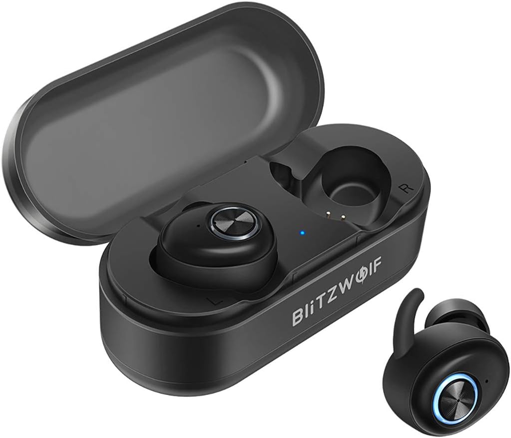 BlitzWolf Wireless Earbuds, bluetooth 5.0 Wireless Headphones 10H Playtime 3D Stereo Sound True Wireless Earphones Earbuds with Mic(Black)