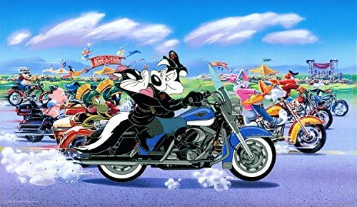 Pepe Le Pew: "The Ride: Harley-Davidson" Officially Licensed Warner Brothers Hand-Painted LE 500 Cel with Medallion - Published by Clampett Studios
