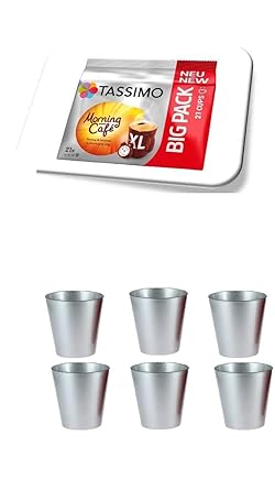 Tassimo Morning Café XL, Kaffee Kapseln + + Gläserset coffee 6 Stück cc 250