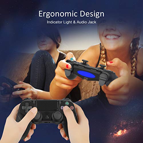 Wireless Controller for Playstation 4, Y Team Controller for PS4/Pro/Slim/PC/Smart TV, Wireless Remote Joystick Gamepad Built-in Gyro/Dual Motors/Audio Function/Speaker/Vibration Black