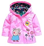Sidkk Little Girls Peppa Pig Raincoat Waterproof & Breathable Rain Jackets (5y, Pink)