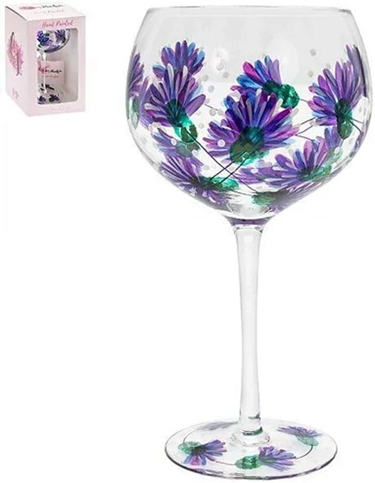 The Leonardo Collection Hand Painted Scottish Thistle Gin Glass by Lynsey Johnstone with Gift Box, Multicoloured, JNS_470607