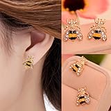 suchada j.shop Lovely Rhinestone Bumble Bee Crystal Animal Ear Stud Earrings Jewelry Gift