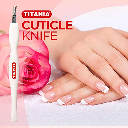 Titania Germany Cuticle Knife - Professional Stainless Steel Cuticle Blade - Clean & Precise Dead Skin Callus & Nail Remover for Toenail & Fingernail Grooming