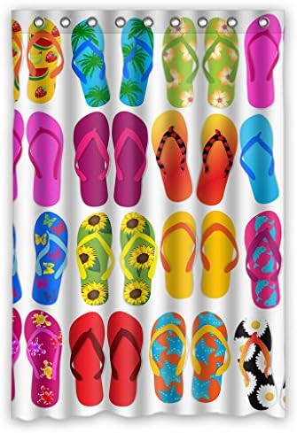 Custom Colorful Beach Flip Flops Print Polyester Fabric Shower Curtain Bathroom Decor Size 48x72 inches