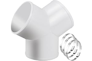 ENENES Duct Connector, 3 Way Duct Splitter for Exhaust Fan Dryer Vent Hose 4 Inch Dia Come With 3 Pieces Stainless Steel Hose Clamps (4 Inch Y Shape)