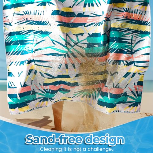 Hexify XXL Beach Towel 200 x 145 cm, Quick Drying Microfibre Large Towel, Sand Free Bath Towel, Women's Beach Blanket (Stripes)