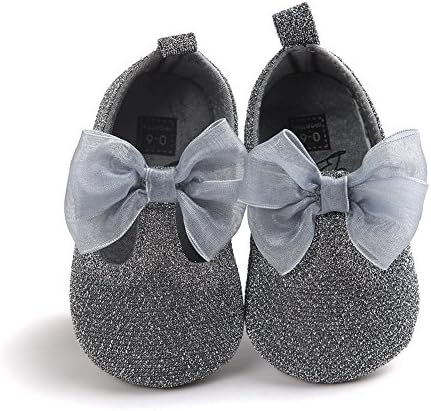 HEOPER Infant Baby Girls Moccasins Anti-Slip Soft Sole Princess Shoes Silver-12cm