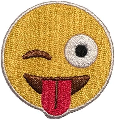 Wink emoji velcro patch - emoji velcro patches for backpacks, hats, vests, and gear