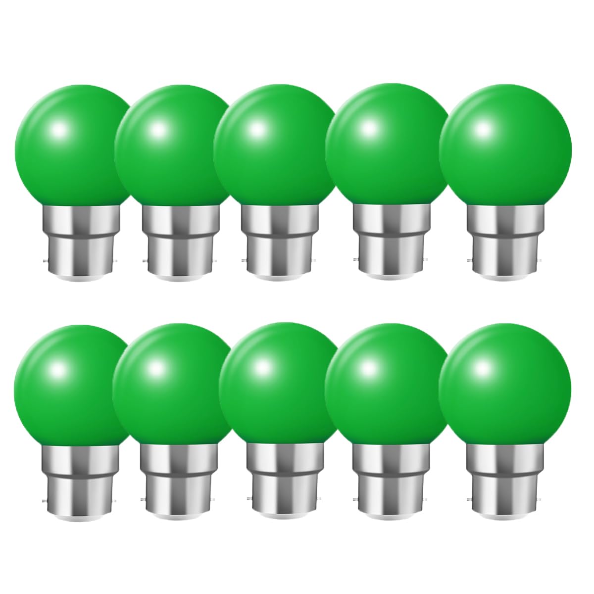 WULUN B22 Bayonet Coloured LED Bulbs, G45 Mini Globe Bulb, 2W Equivalent to 20W Halogen Lights, Used for Outdoor Indoor String, Wedding, Christmas, Party, bar Decoration, Green, 10 Pcs