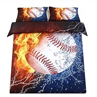 SDIII 2PC Baseball Bedding Microfiber Twin Sport Duvet Cover Set for Boys, Girls and Teens Reversible Color Design (Twin, Baseball)