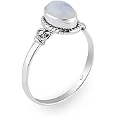 Artisanjewels 925 Sterling Silver Designer Ring, Natural Gemstone Polished Stone, Handmade Boho Jewelry, Wicca & Reiki Healing Crystals, Promise Fidget Birthday Stack Christmas Gift for Women