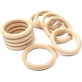 4 Inch Width Wooden Rings 10PCS for Macrame, Jewelry Making, and DIY Crafts, Unfinished Smooth Wood Rings, 2/5 Inch Diameter