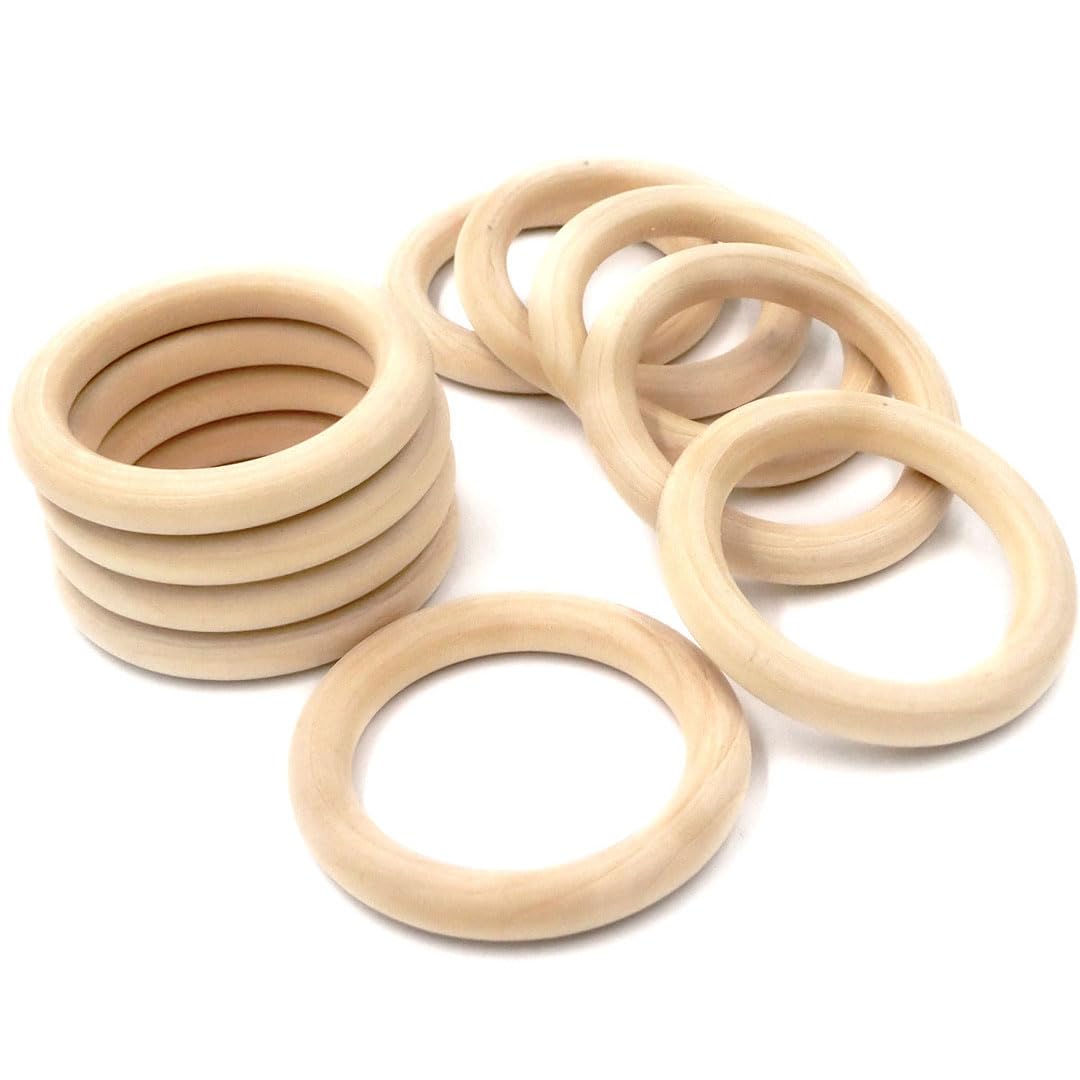 Photo 1 of 4 Inch Width Wooden Rings 10PCS for Macrame, Jewelry Making, and DIY Crafts, Unfinished Smooth Wood Rings, 2/5 Inch Diameter