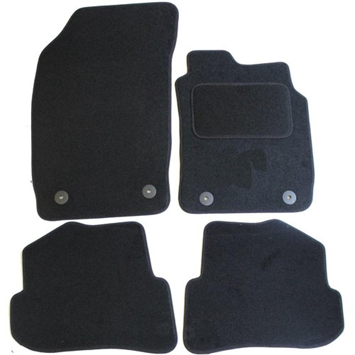 JVL 2201 Fully Tailored 4 Piece Black Car Mat Set with 4 Clips