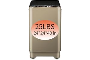 KRIB BLING Full Automatic Washing Machine with LED Display, 25 lbs Portable Washer Drain Pump, 10 Programs & 8 Water Levels Selections, Ideal for RV, Camping, Apartment, Dorm, Dark GOLD