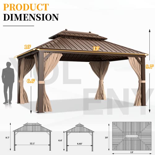 YOLENY 10' X 13' Hardtop Gazebo Galvanized Steel Outdoor Gazebo Canopy