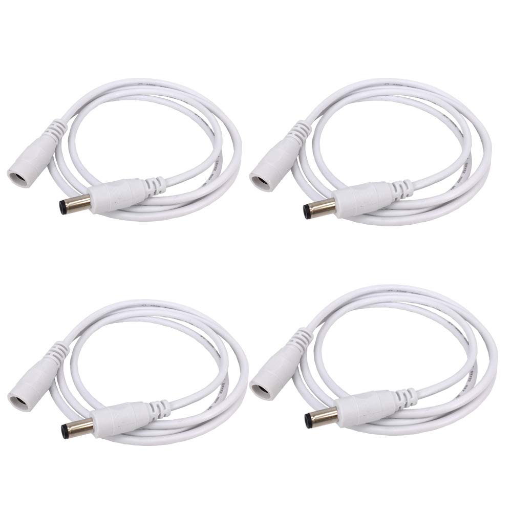 Photo 1 of HUALAND 4pcs/pack1m/3.28ft White 5.5mm x 2.5mm DC Plug Extension Cable DC Extension Cable Cord with Male to Female 5.5mm x 2.5mm Connectors DC Power 12V 5.5mm x 2.5mm Barrel Male Plug Connector