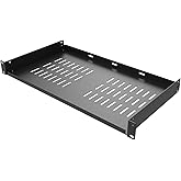 QiaoYoubang 1U Universal Server Rack Shelves - 10" Deep, Steel Vented Cantilever Rack Tray for 19" Equipment, Black (10 inch)
