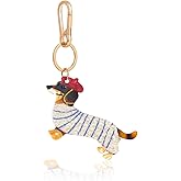 PERSONFUN Dog-Shaped Bag Clasp & Keychain Charm- Acetate Animal Clip with Gold-Tone Metal