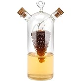 WINAKUI 2 in 1 Olive Oil Vinegar Dispenser Cruet, Clear Glass Vinegar and Oil Bottles, Double Pourer Spout Oil Dispenser Bottle for Kitchen Cooking Container