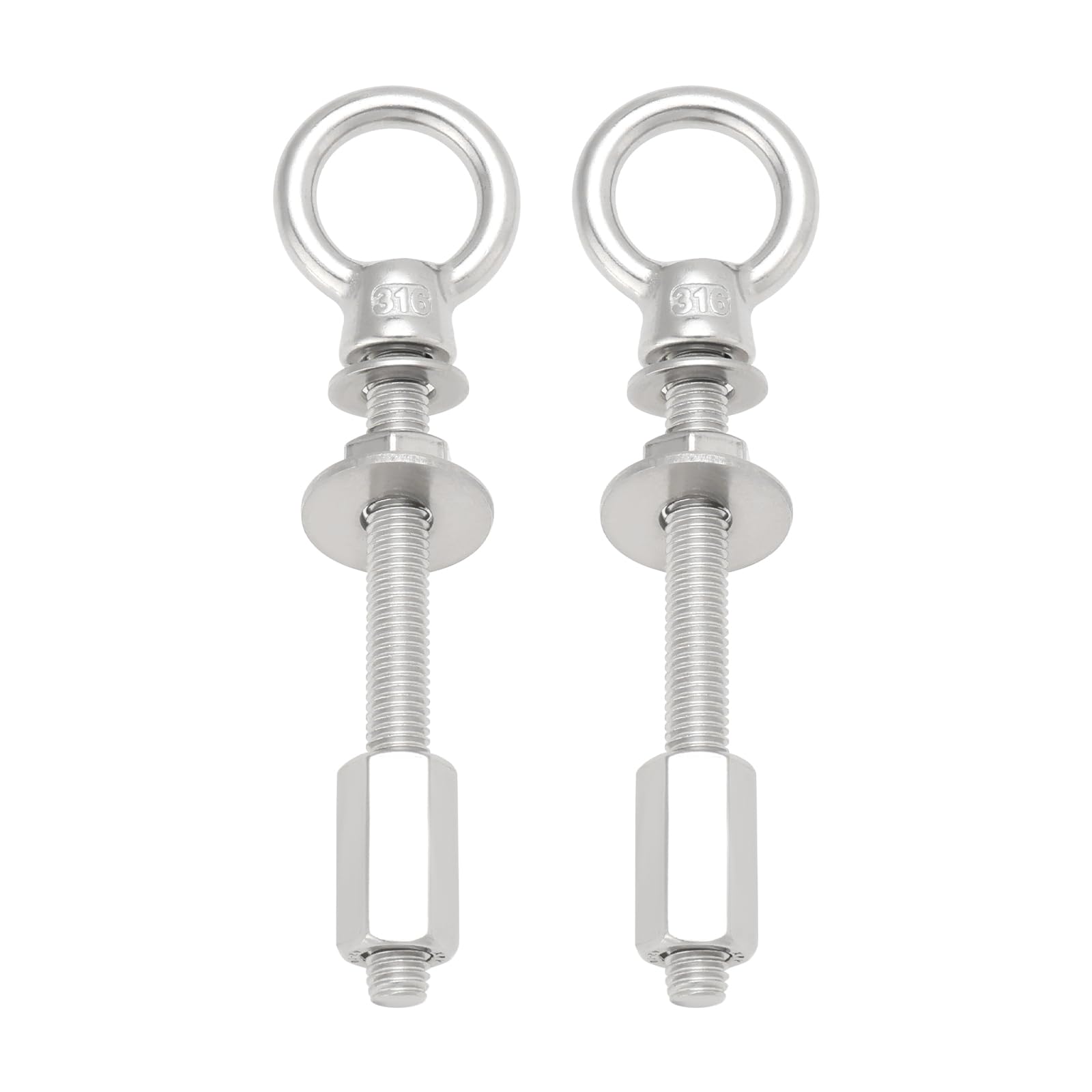 OTOTEC 2 Sets 316 Stainless Steel Ring Bolts M8x80mm Lifting Eye Bolt with Nuts Washers for Rear Door Hinges Compatible with Ducato Compatible with Jumper