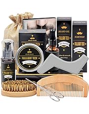 Beard Kit for Men Grooming & Care W/Beard Wash/Shampoo,Beard Shaping Tool,Beard Growth Oil,Beard Balm Leave-in Conditioner,Beard Comb,Beard Brush Scissor,Valentines Day Gifts for Him/Boyfriend/Husband