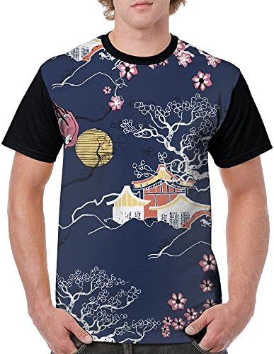 Japanese Cherry Men's Sports Fashion 3D Print Tshirt Lightweight Short Sleeves Undershirt T-Shirt Tees Tops Sweatshirt