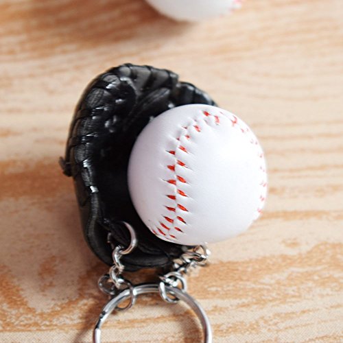 ISKYBOB 4 Pack Mini Baseball Bat Glove Shaped Keychain Creative Keyring Pendant Gift - Thumbnail 6