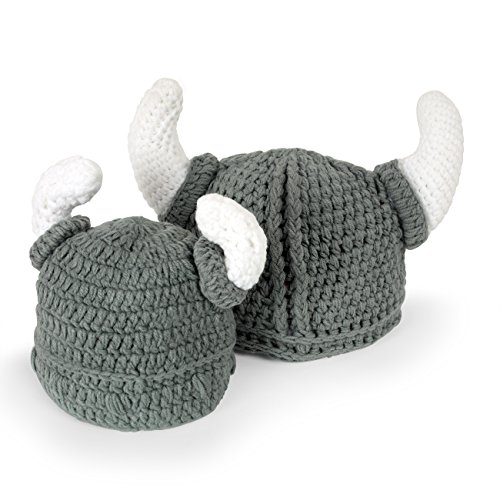 YPS Cute Bull Horn Beanie Cap Handmade Knitted Crochet Viking Beanie