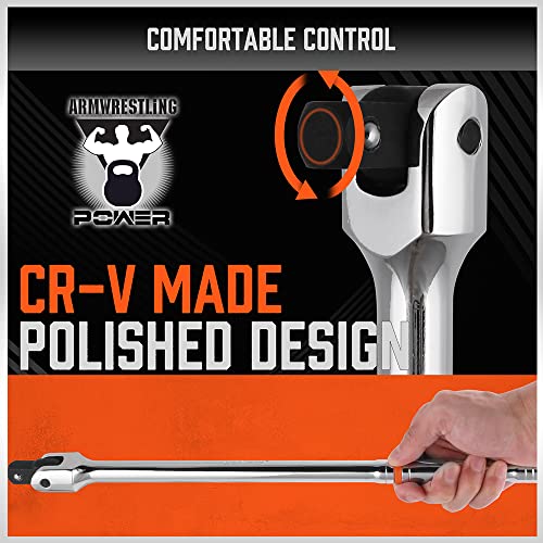 HORUSDY 3Piece Breaker Bar Set, 1/4'', 3/8'' & 1/2'' Drive, Heavy Duty