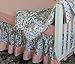 7 Pieces Set Ruffle Grey Pink Floral Baby Crib Nursery Bedding Set Ruffle Sheet