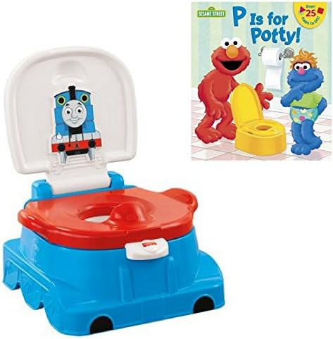 Fisher-Price Thomas and Friends Blue Potty &amp; Potty Book Set, Kids Toilet Training, Early Learning, Step Stools and Books, Fun Activity (Choose Your Potty Book) (Blue Potty + P Is for Potty!)