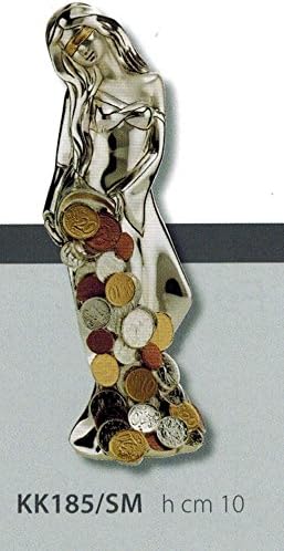 DEA LUCK FIGURINE STANDS POLISH KIKKE H CM10 LAMINATE SILVER, MADE IN ITALY