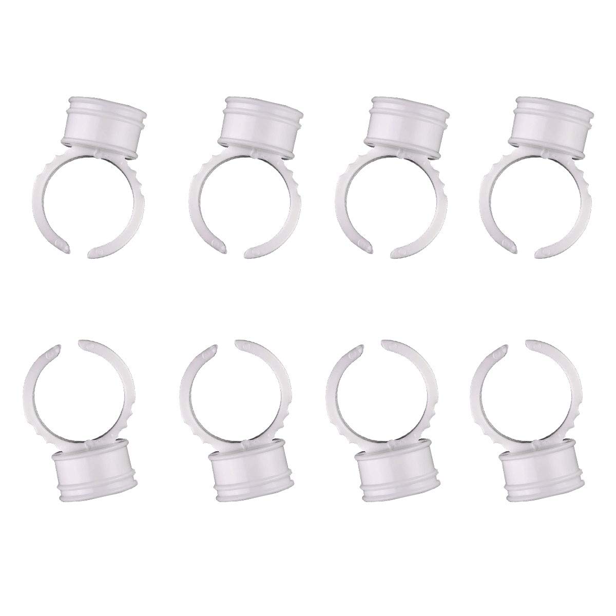 Nail Extension Ring, 100Pcs Plastic Cosmetic Circularity Tattoo Gel Holder Sticky Pigment Tool, White : Beauty