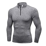 Luxsea Men's Compression Sweatshirt Baselayer Sport Training T-Shirt Long Sleeve Quick Dry Cashmere Tops