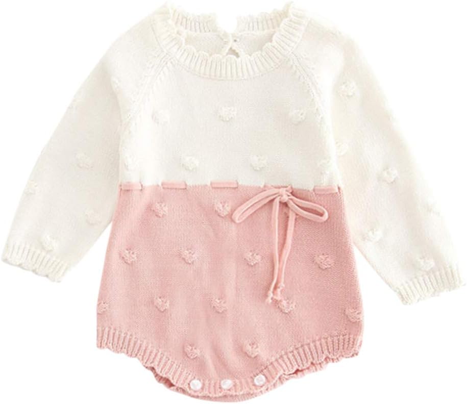 Newborn Infant Baby Girl Clothes Knit Romper Boy Unisex Bow Knot Bodysuit Crochet Outfits โฆ