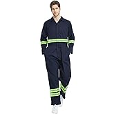 TopTie Men's Work Coverall High Visibility Coverall with Reflective Trim