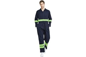 TOPTIE Men's Classic High Visibility Work Coverall with Reflective Trim