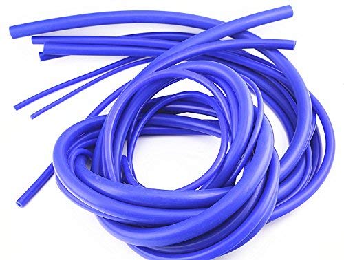 QIKE Universal 3mm/4mm/6mm/8mm/10mm/12mm /14mm/Inner Diameter High Performance Silicone Vacuum Hose Tube Kit (black) (blue, 7size)