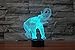 3D Optical Illusion LED Desk Lamp, 7 Color Changing with USB Cable Touch Button Night Light - Best Gift for Kids/Friends/Birthdays/Home Bedroom Decor Lighting (Elephant)