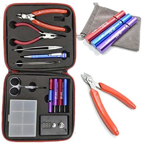 Homeowner's Tool Sets Coil Jig Kits DIY Tool Kit, ohm Meter, Diagonal Pliers, Scissors, Screwdriver, Ceramic/elbow Tweezer, Wire Case