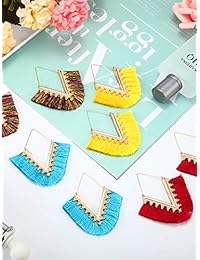 12 Pairs Statement Tassel Earrings Hoop Tassel Earrings Bohemian Geometric Handmade Triangle Earrings for Women Girls