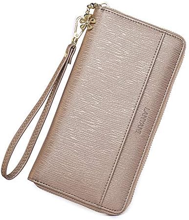 Women large Wallet soft leather wristlet Card Organizer Phone holder Ladies Clutch Long Purse with Wrist Strap Zipper around