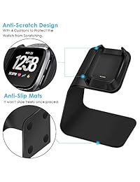 CAVN - Base de carga compatible con Fitbit Versa Versa Lite, cable de carga de aluminio de alta calidad, base de soporte con cable USB de 4,2 pies