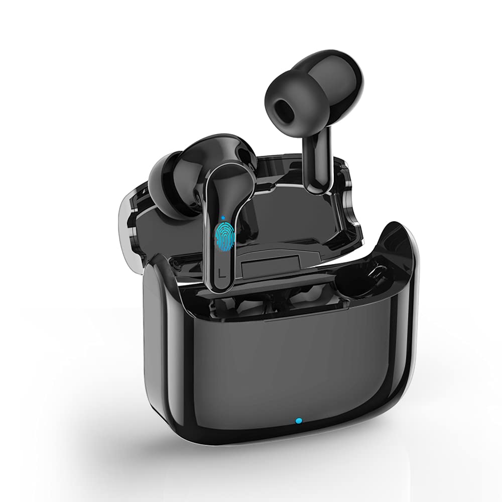 Obsyn Wireless Earbuds SyncMiTT Wireless Headphones Noise Canceling Wireless Earphones Stereo Headphones in Ear with IPX7 Waterproof Touch Control For Sport Work Fitness Best Travel (Black)