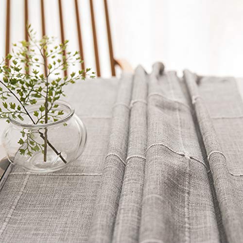 JZY Heavy Duty Cotton Linen Tablecloth for Rectangular Tables Solid Embroidery Lattice Table Cloth for Kitchen Dinning Tabletop Decoration (52"x70", Grey)