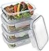 Glass Meal Prep Containers - Four 1-Compartment Food Storage Containers