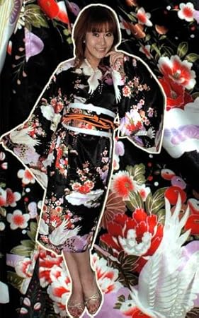 Amazon サテンkimono 黒鶴 Kimono Dress 簡単着物ドレス コスプレ 仮装 通販